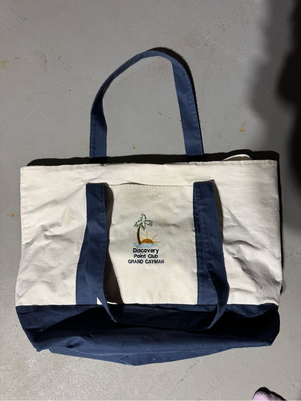 Canvas Travel Tote - White & Navy